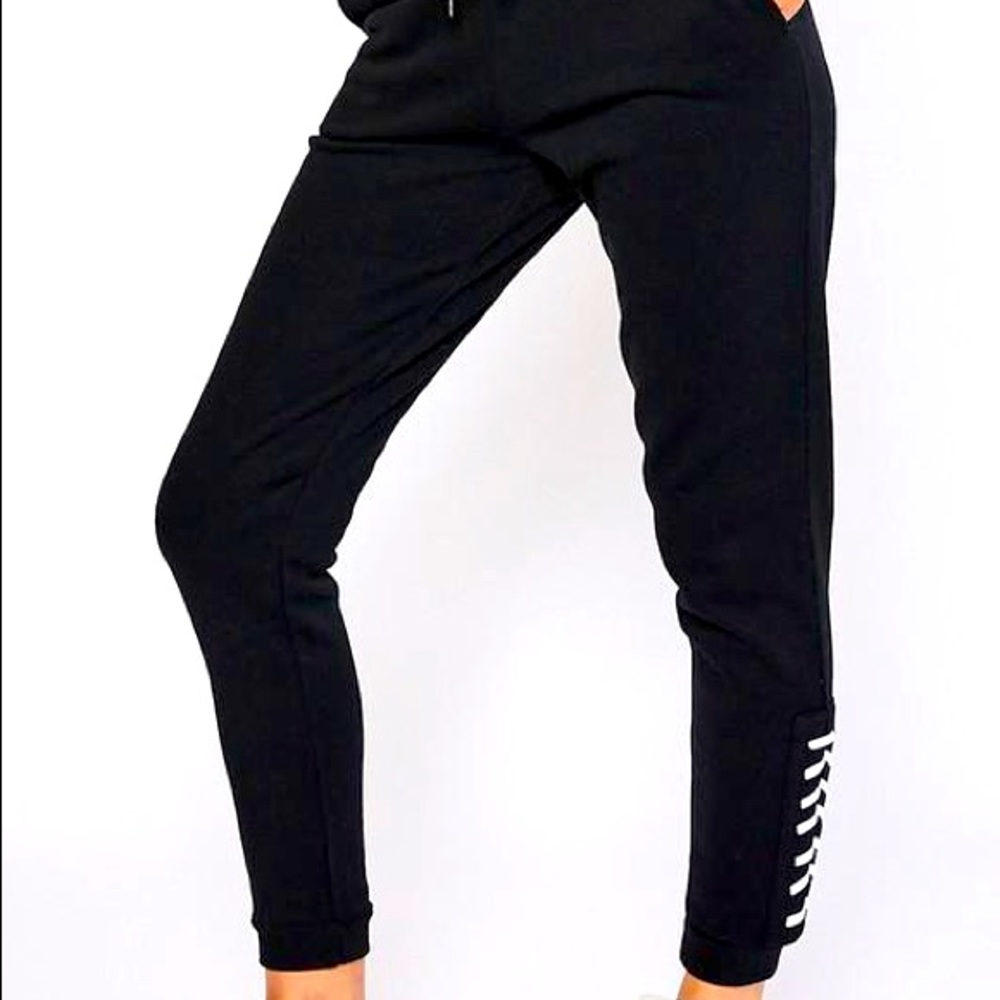 Black lace-up Bottom joggers